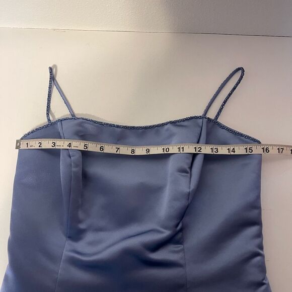 Bill Levkoff 3 piece Beaded Periwinkle Satin Formal Prom Dress Size 14 - Picture 9 of 9